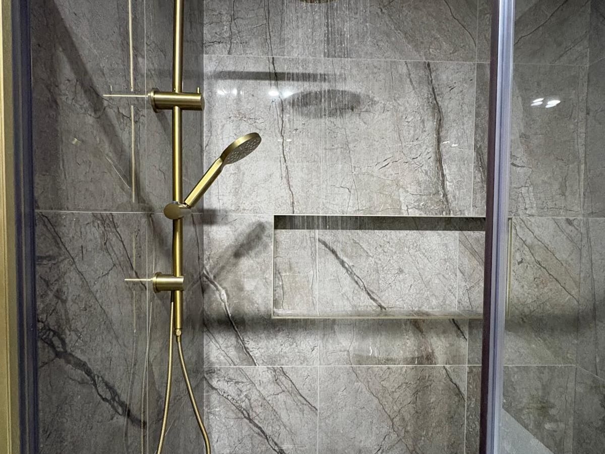 New shower tapware installed by GSA Plumbing Services during a Geelong bathroom renovation