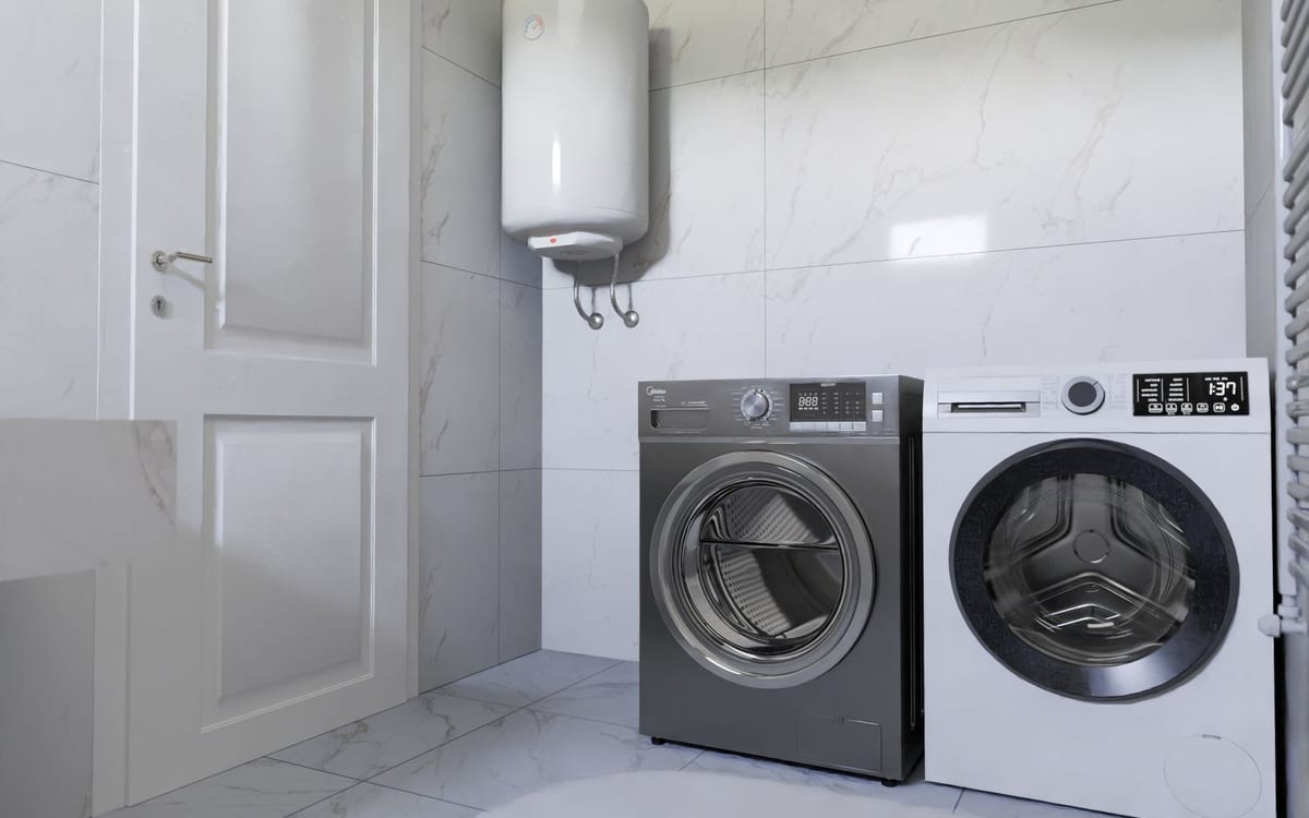 Laundry with a washing machine and dryer