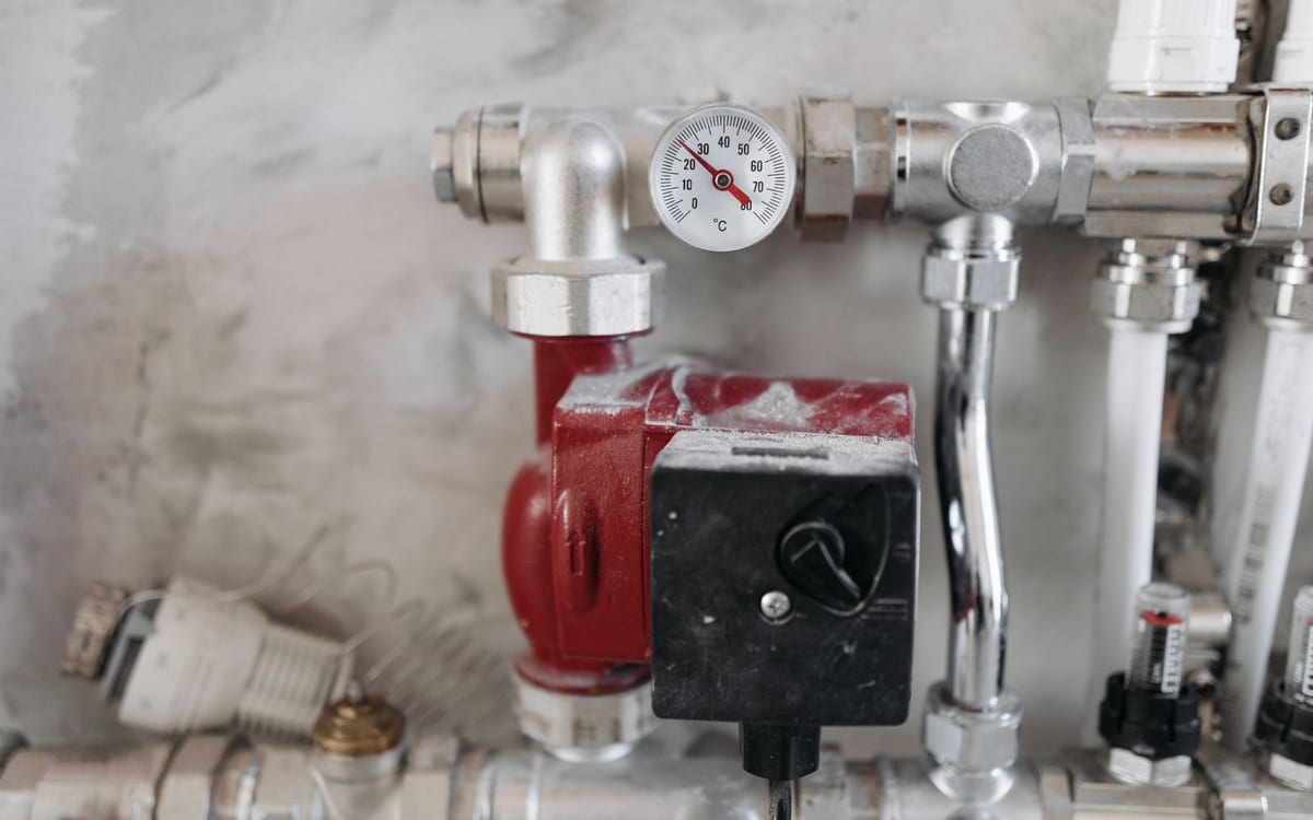 Pressure gauge and pipework used to track down leaks